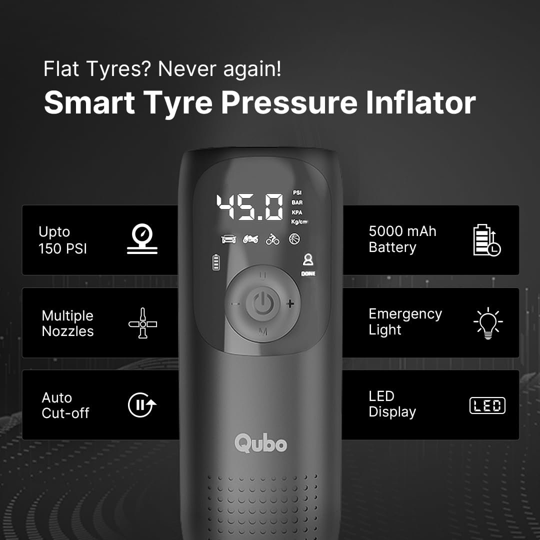 Qubo HIA01 150 psi Tyre Air Pump for Car & Bike  (Auto Shut Off) - Image 2
